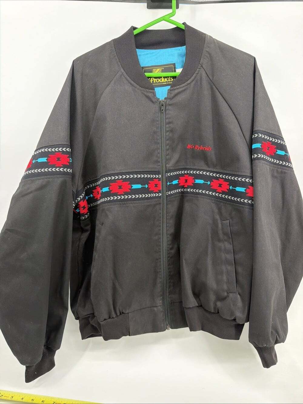 Vintage K Products Black Aztec Print Lined Workwear Logo NC+ Hybrid Jacket XL